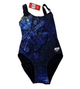 SPEEDO Womens One Piece Swimming Costume Digi Plmt U-Bk 1 Pce Af Black Sz 12 B - Picture 1 of 2