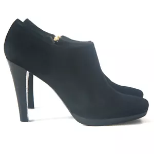 Size 9.5 - DIANE von FURSTENBERG Women's Black Suede High Heel Ankle Booties - Picture 1 of 10
