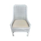 Kaya Hamptons Rattan Lounge Chair Armchair Dining Chair White W/cushion