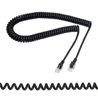 Cat5E Ethernet Coiled Cable - Retractable RJ45 Network LAN Cable for Laptops, De - Image 1 of 4