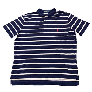 Polo Ralph Lauren uomo XL blu a righe logo pony alte basse prestazioni - Foto 1 di 4