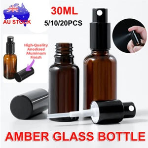 Amber Glass Essential Oil Spray Roller Bottles Mist Sprayer Containers 30ml AU - Picture 1 of 15