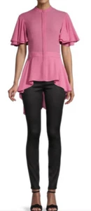 NWT Alexander McQueen Silk Peplum Pink Blouse 44 (8) $1645 - Picture 1 of 11