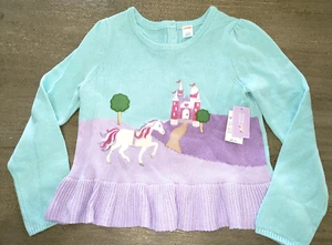 GYMBOREE girls NEW NWT KNIT UNICORN CASTLE SWEATER TOP size 12 COTTON 39.95 msrp - Picture 1 of 1