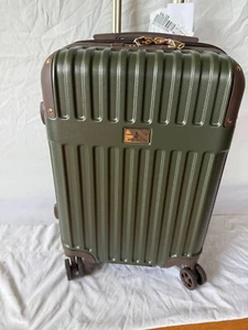 New LONDON FOG Brentwood III 20" Expandable Spinner Hard Luggage Carry On Olive - Picture 1 of 9