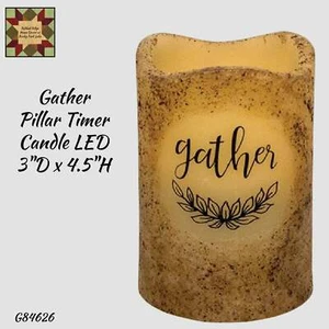 Gather Burnt Ivory Pillar Timer LED Candle 3"x4.5" - Picture 1 of 1
