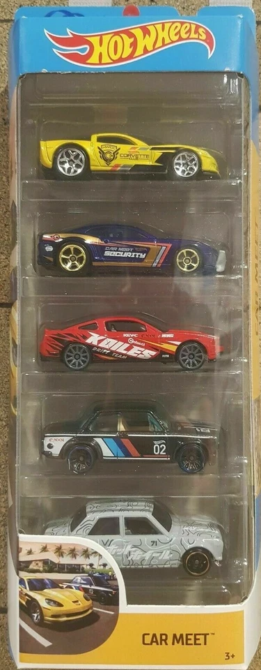1/64 HOT WHEELS 2020 CAR MEET 5 PACK DATSUN 510 BMW 2002 FORD CHEVROLET CORVETTE - Image 1 of 1