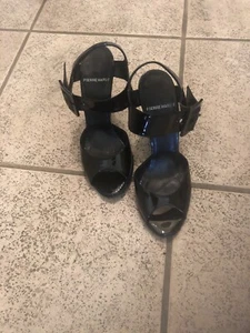 **PIERRE HARDY**PATENT**BLACK WEDGE**PEEP TOE SANDAL** - Picture 1 of 12