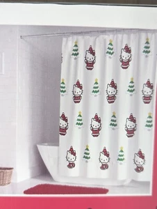 Hello Kitty Cotton Shower Curtain Sanrio Holiday 72" X 72" Christmas  - Picture 1 of 4