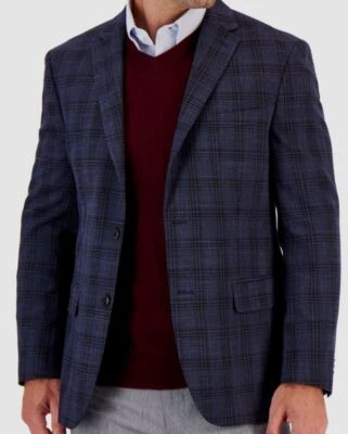 $295 Tommy Hilfiger Para hombres Azul Ajuste Moderno Cuadros Abrigo Deportivo Traje Chaqueta Talla 40S Foto 1 de 2