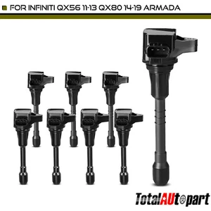 8Pcs Ignition Coil Pack Front & Rear Bank for Infiniti QX56 QX80 Armada V8 5.6L - Picture 1 of 8