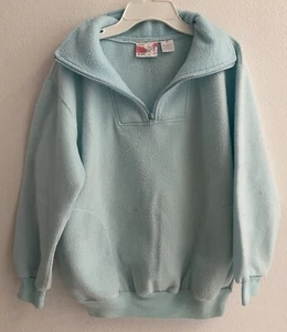 VTG One Step Up Women's Baby Blue Winter Pullover Zip Sweater Size Medium - Picture 1 of 8