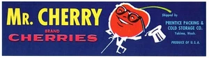 CHERRY CRATE LABEL ORIGINAL VINTAGE 1950S MR CHERRY ANTHROPOMORPHIC YAKIMA - Picture 1 of 1
