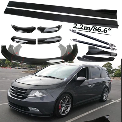 For Honda Odyssey Front Bumper Lip Spoiler Side+Skirts+Rear /Glossy Black Foto 1 de 4