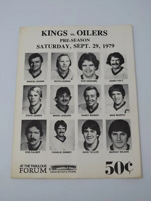 Wayne Gretzky 1979 cuarto juego de la NHL Edmonton Oilers vs. LA Kings programa debut Foto 1 de 4