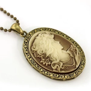 Collar Colgante Cameo Antiguo ST Marrón Diseñador de Colección 9b - Imagen 1 de 1