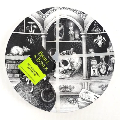 Skull & Bones Halloween Melamine Plates Set of 4 Sooky Apothecary Cauldron Black - Image 1 of 4