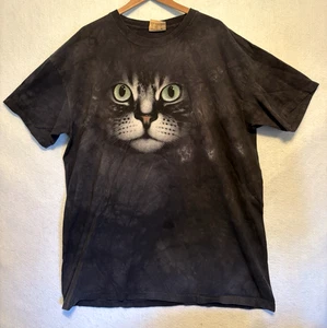 The Mountain Black Tie Dye Cat Face Graphic T-Shirt Mens 2XL - Picture 1 of 10