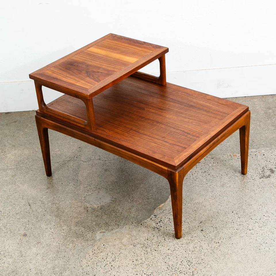 Mid Century Modern Nightstand End Side Table Lane Step up Walnut Vintage Drexel - Image 1 of 4