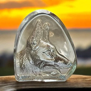 German Shepherd Genuine Lead Crystal 24% Carved Paper Weight 4x4x1.5 in READ - Picture 1 of 10