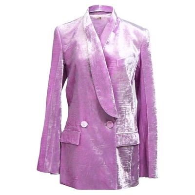 Nina Ricci Double-Breasted Velvet Blazer In Viscose Women Purple Size 36 - Image 1 of 4