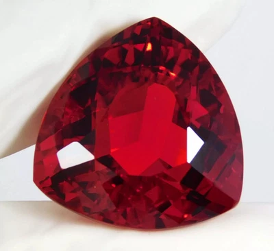 AAA+ Large Mozambique Red Ruby 81 Ct. Trillion Cut Loose Gemstone Gift for Women - Image 1 of 4