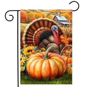 Briarwood Lane Wild Turkey and Pumpkins Garden Flag - Bild 1 von 4