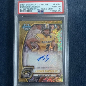 Luther Burden 2024 Bowman Chrome U Gold Shimmer /50 Rookie AUTO -Chicago BEARS - Picture 1 of 3