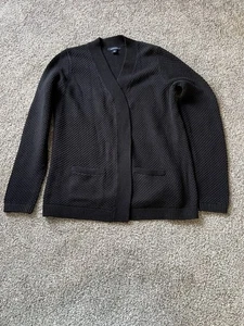 Lands End Strickjacke Pullover Damen Medium vorne offen schwarz adrette Taschen - Bild 1 von 6