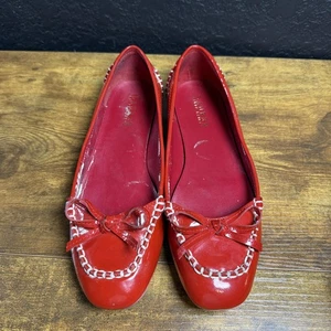Lauren Ralph Lauren Damenschuhe Größe 8,5 rot Lackschleife Ballerinas Slipper - Bild 1 von 4