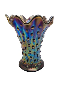 Northwood Tree Trunk Swung Vase Amethyst Carnival Glass Antique Purple Art Glass - Picture 1 of 7