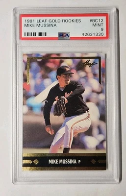 1991 Leaf Gold Leaf Rookies Mike Mussina novato #BC12 PSA 9 como nuevo Orioles Yankees Foto 1 de 2