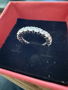 2Ct Round Lab Created Diamond Eternity Wedding Band Ring 14K White Gold Plated - Picture 1 of 10