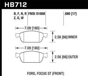 Hawk Performance HB712B.680 HPS 5.0 Disc Brake Pad Fits 13-14 Focus - Picture 1 of 4