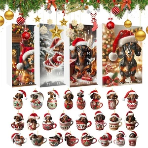 2025 Weihnachten Adventskalender Dackel Ornament 24 Tage 2D Acryl Hund - lustig  - Bild 1 von 17