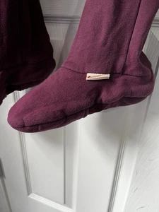 FeeJays Footed Pajama Pants Sweatpants Maroon Medium Unisex Drawstring Purple - Picture 1 of 15