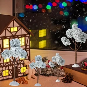 12 x Christmas Trees Tabletop Mini Snow Model Artificial Tree DIY Building Model - Picture 1 of 12