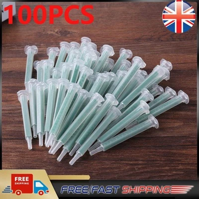 EHOME-MARKET 100 Pcs Static Mixer Epoxy Resin Mixing Tube Nozzles Syringe for AB Glue Gun UK