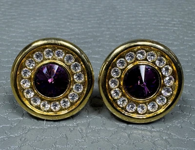 Gemelos enchapados en oro amarillo súper brillantes púrpura y estrás Foto 1 de 2