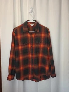 Old Navy Swiftie Evermore Flannel The Boyfriend Shirt Medium Orange Plaid Cabin - Picture 1 of 8