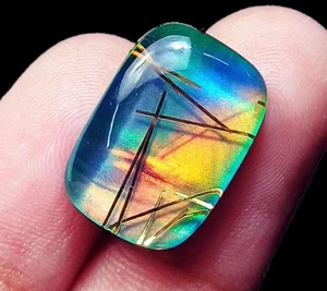 10.60 Ct Natural Doublet Aurora Fire Opal Loose Gemstone Certified Pendente size - Picture 1 of 9