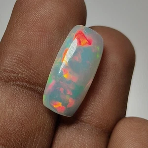 Welo Ethiopian Opal Cushion Shape Cabochon Multi Flashy Fire Loose stone 9x18MM - Picture 1 of 22