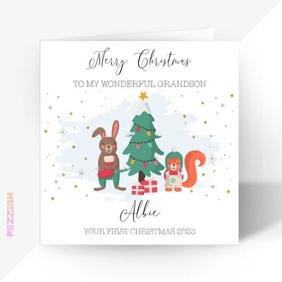 Personalised First 1st Christmas Card For Son Grandson Daughter Niece Godson - Image 1 of 4