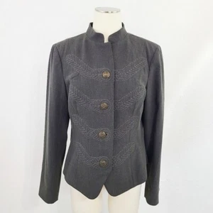 Cabi 221 embroidered military style blazer jacket charcoal dark gray size 10 - Picture 1 of 7