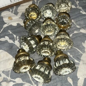 Vintage Brass & Glass Door Knob 2.5" tall 2 1/4" around Lot 12 - Picture 1 of 9