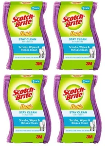 Scotch Brite Purple Utility Sponge 8 Count Two Sided Scrubbing Wiping Pads - Picture 1 of 4