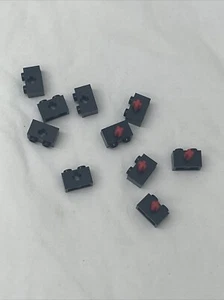 10 Pc LEGO 32064 /31493/ 6178922 Brick 1x2 W/Axle Hole Black And 5 Red Conecter - Picture 1 of 6