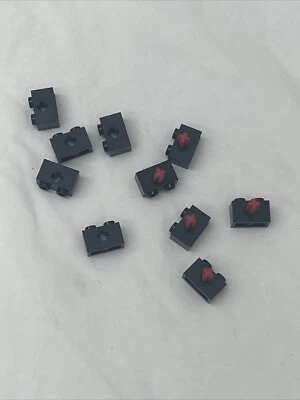 10 Pc LEGO 32064 /31493/ 6178922 Brick 1x2 W/Axle Hole Black And 5 Red Conecter - Image 1 of 4