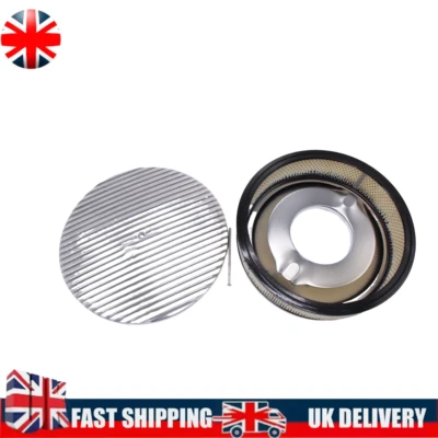 1pc Finned 14" X 3" Round Polished Aluminum Air Cleaner For Chevy Ford SBC BBC - Image 1 of 4
