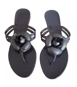 Chanel Noir Taille Tong Sandals Beach Brown 20240427 Women's Size 7 EU 37 - Picture 1 of 10